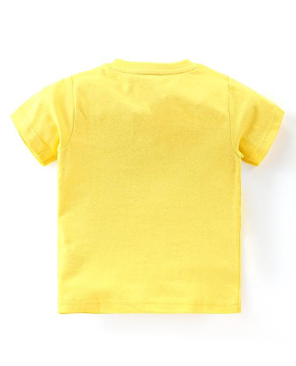 Babyhug Single Jersey Knit Half Sleeves Dino Printed Night Suit - Yellow
