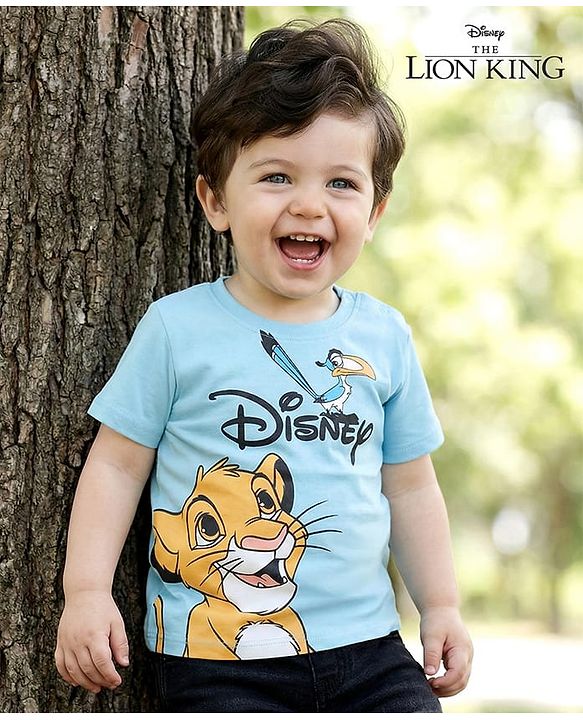 Babyhug Disney Cotton Knit Half  Sleeves T- Shirt With The Lion King Graphics - Blue