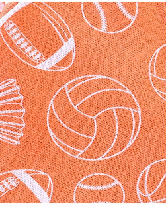 Babyhug Cotton Knit Half Sleeves Night Suit Football Print - Orange