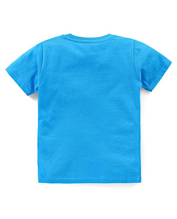 Babyhug Single Jersey Knit Half Sleeves Night Suit Animal Print - Blue
