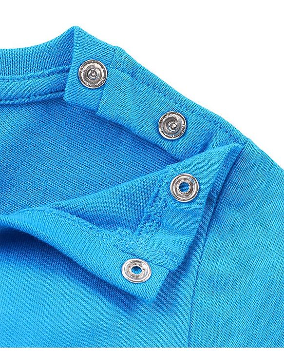 Babyhug Single Jersey Knit Half Sleeves Night Suit Animal Print - Blue