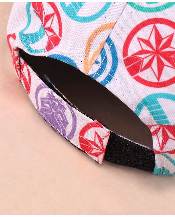 Babyhug Marvel Cotton Summer Cap With Avengers  Print - Bright White