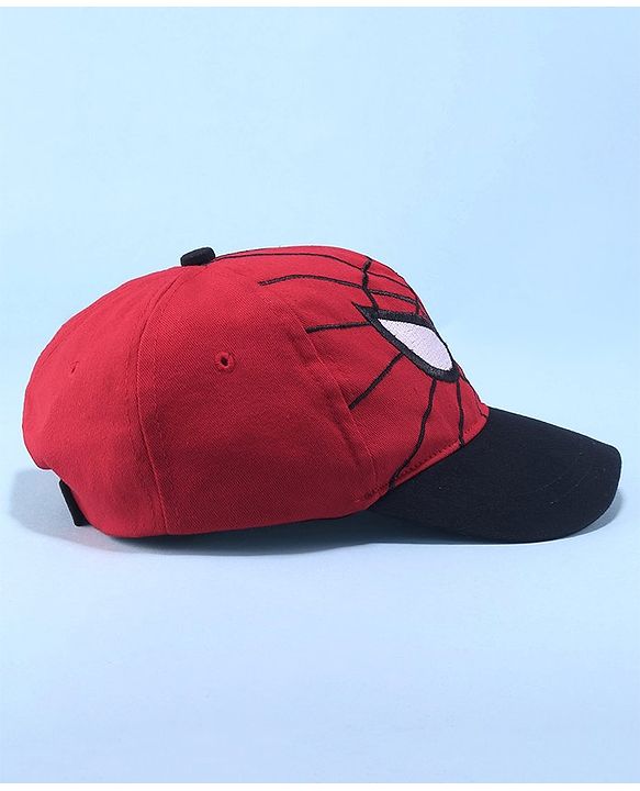 Pine Kids Marvel Cotton Summer Cap With Spiderman Graphics - Black