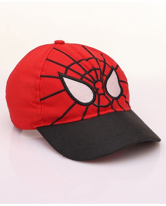 Pine Kids Marvel Cotton Summer Cap With Spiderman Graphics - Red