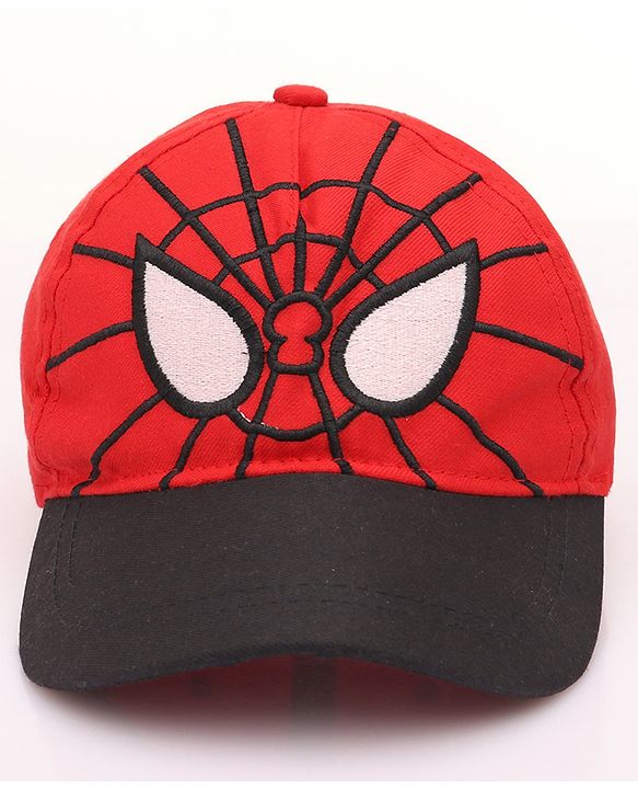 Pine Kids Marvel Cotton Summer Cap With Spiderman Graphics - Red