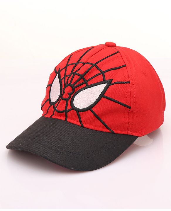 Pine Kids Marvel Cotton Summer Cap With Spiderman Graphics - Red