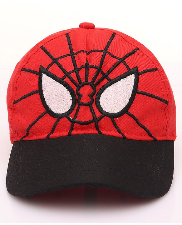 Pine Kids Marvel Cotton Summer Cap With Spiderman Graphics - Red