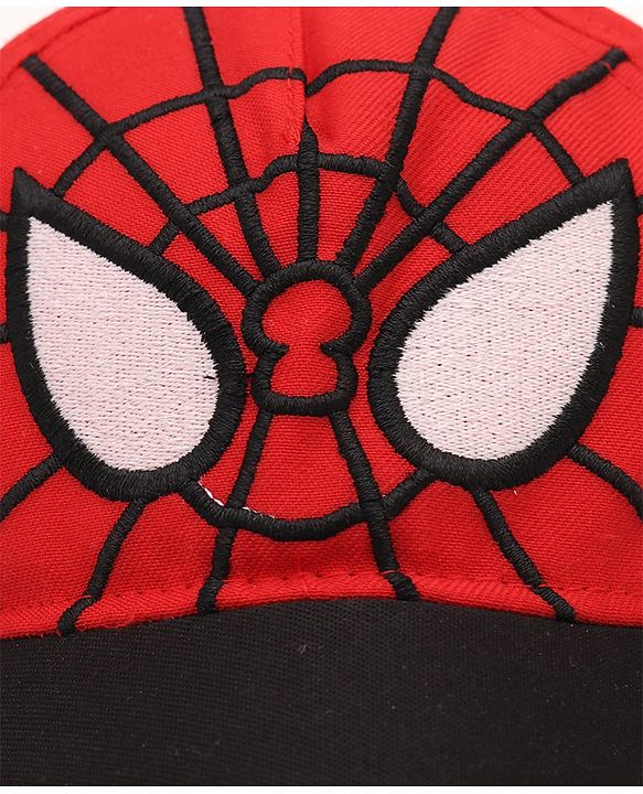 Pine Kids Marvel Cotton Summer Cap With Spiderman Graphics - Red