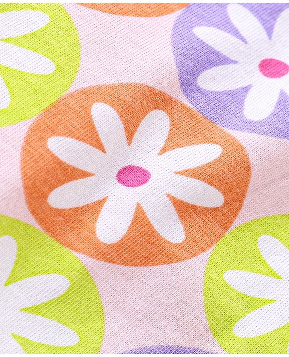 Babyhug Single Jersey Half Sleeves Night Suit Floral Print - Multicolour