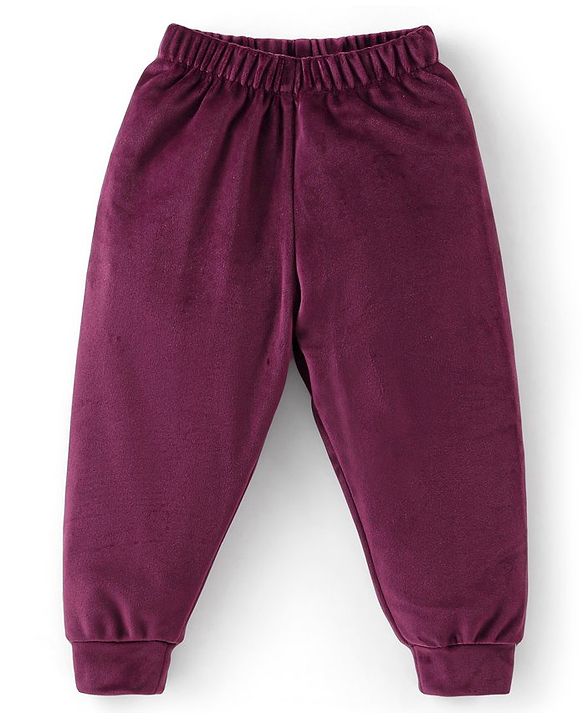 Babyhug Velour Woven Full Sleeves  Winter Wear Suit with Sequin Star Detailing - Wine