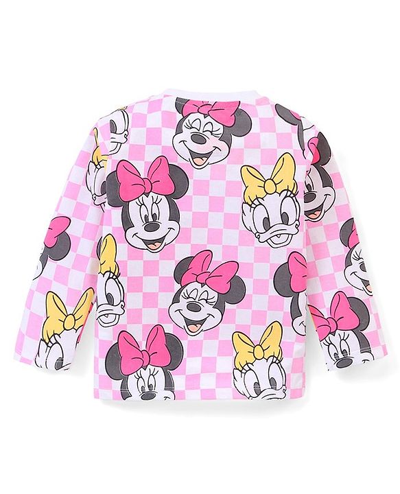 Babyhug Disney Single Jersey Knit Full Sleeves Night Suit With Minnie Mouse Graphics - Pink