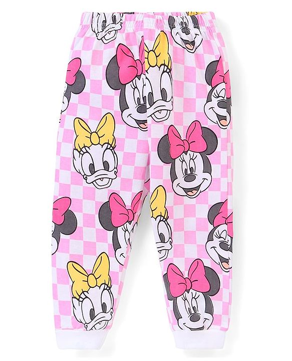 Babyhug Disney Single Jersey Knit Full Sleeves Night Suit With Minnie Mouse Graphics - Pink