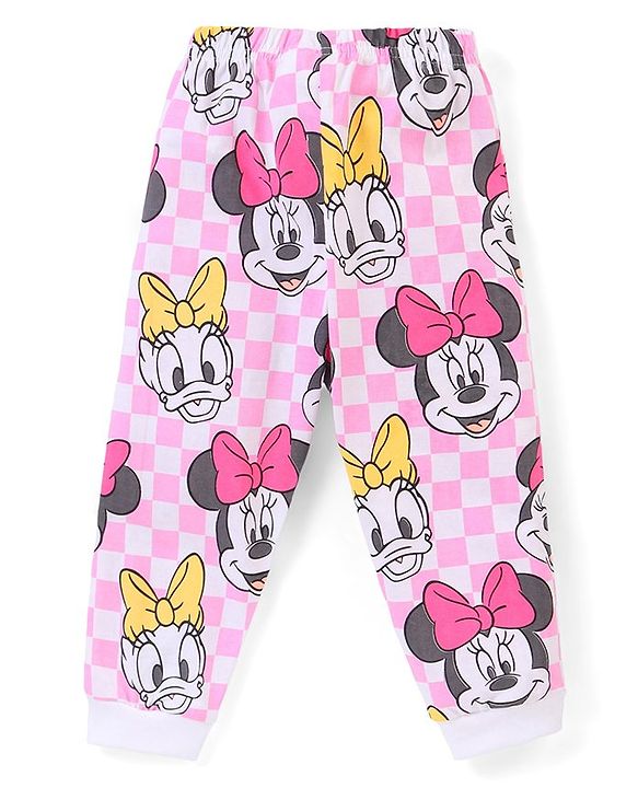 Babyhug Disney Single Jersey Knit Full Sleeves Night Suit With Minnie Mouse Graphics - Pink