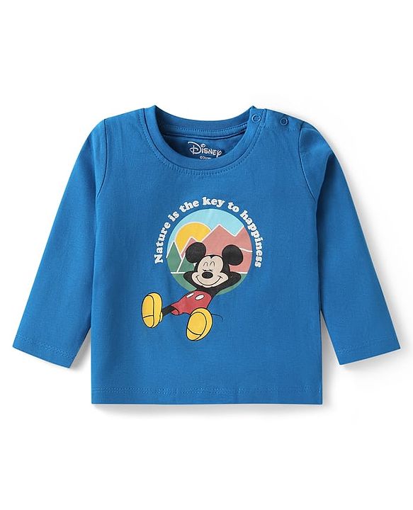 Babyhug Disney Cotton Knit Half Sleeves Night Suit with Mickey Mouse Graphics - Blue