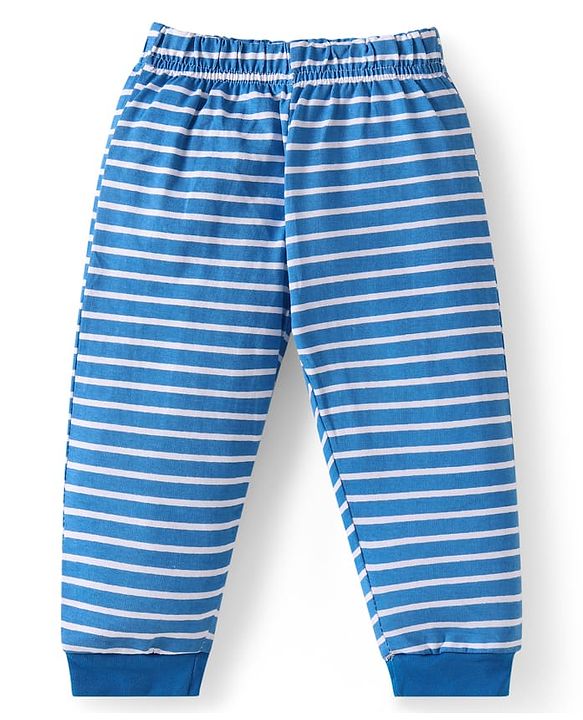 Babyhug Disney Cotton Knit Half Sleeves Night Suit with Mickey Mouse Graphics - Blue