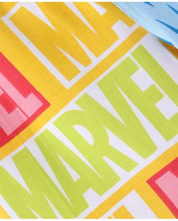 Pine Kids Marvel Terry Knit Shorts with Text Print - Yellow