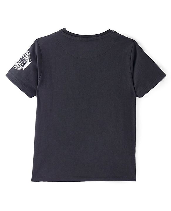 Pine Kids Marvel Cotton Knit Half Sleeves T-Shirt with Black Panther Graphics - Black