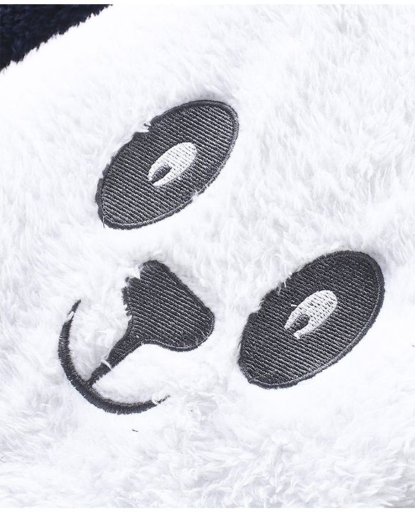 Babyhug Sweater Knit Full Sleeves Hooded Winter Romper with Panda Applique - Navy Blue