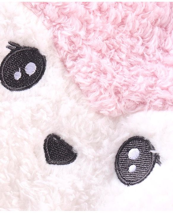 Babyhug Fur Woven Full Sleeves Winter Wear Footed Romper - Pink
