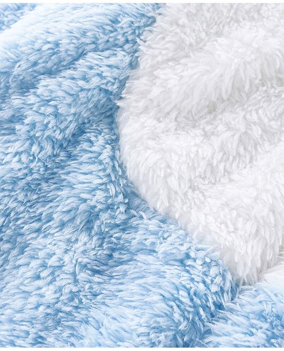Babyhug Woven Winter Wear Full Sleeves Footed & Hooded Romper with Bunny Design - Blue