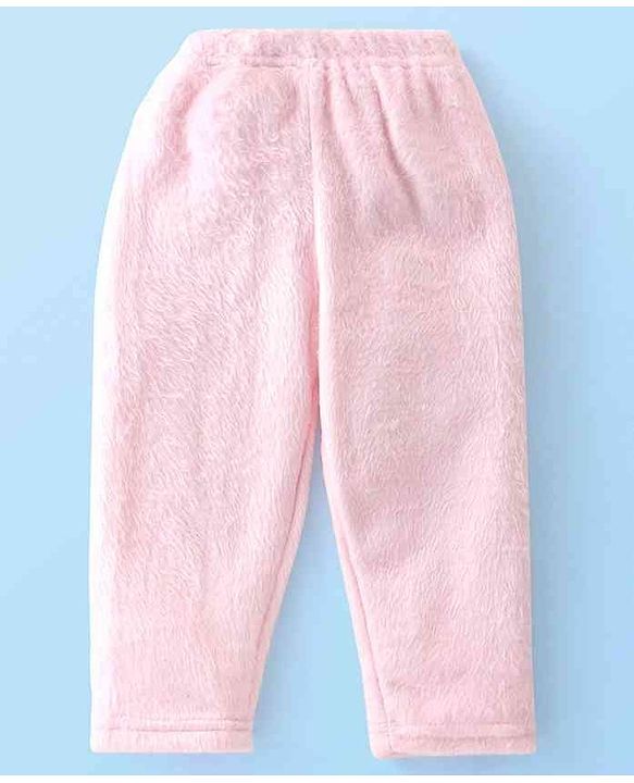 Babyhug Fur Woven Full Sleeves Hooded Winter Wear Suit With 3D Applique - Pink