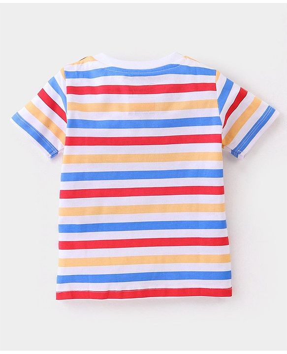Babyhug Disney Cotton Half Sleeves Striped T-Shirt With 101 Dalmatians Graphics Pack of 3 - Multicolor