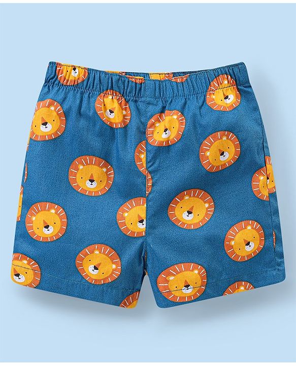 Babyhug Cotton Woven Lion Printed Boxers Pack of 3 - Multicolour