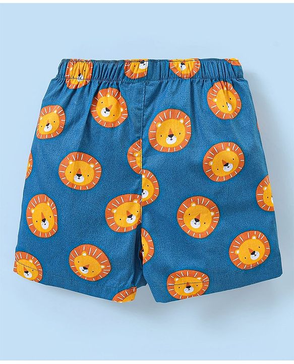 Babyhug Cotton Woven Lion Printed Boxers Pack of 3 - Multicolour