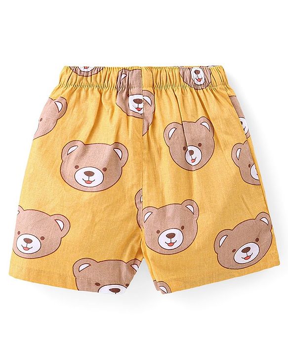 Babyhug  Cotton Woven Boxers with Teddy & Tree Print Pack of 3 - Multicolour