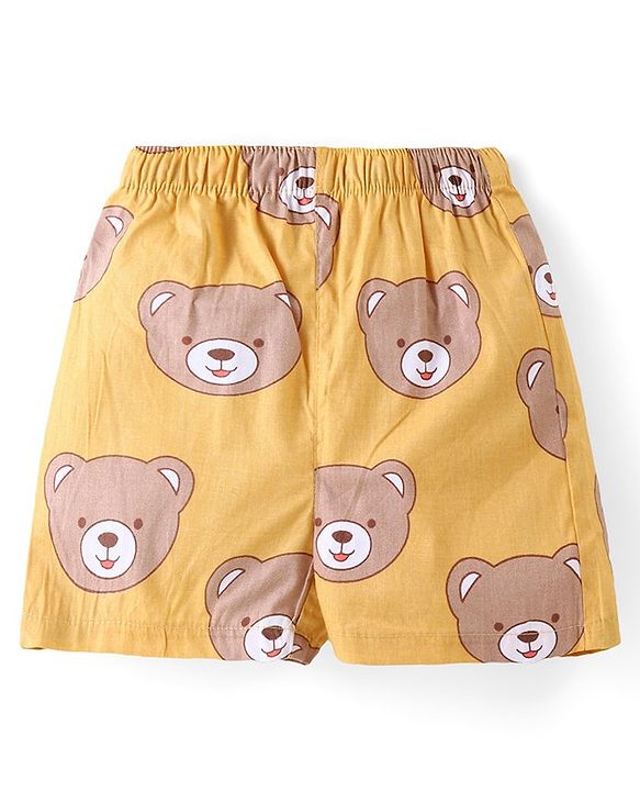 Babyhug  Cotton Woven Boxers with Teddy & Tree Print Pack of 3 - Multicolour