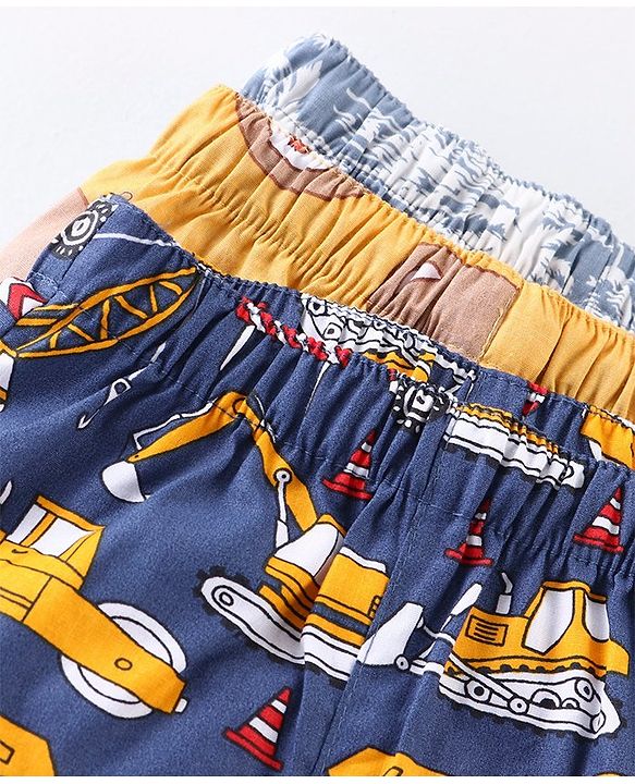 Babyhug  Cotton Woven Boxers with Teddy & Tree Print Pack of 3 - Multicolour