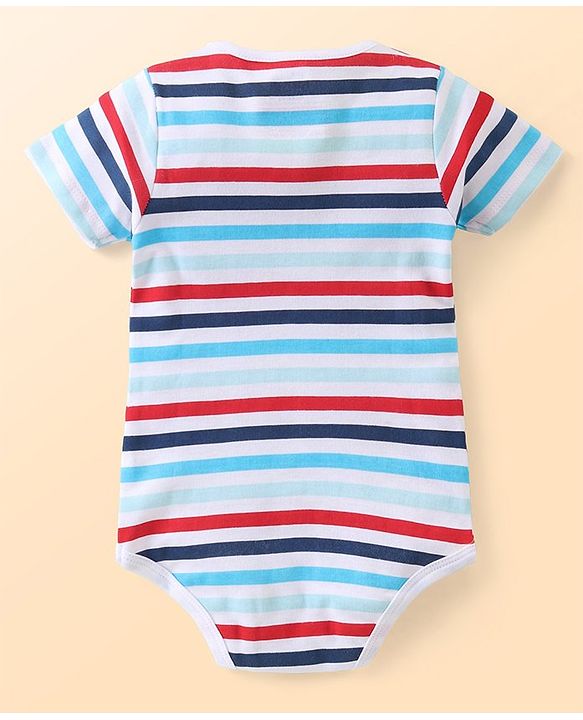 Babyhug Disney Cotton Knit Half Sleeves 101 Dalmatians Graphics Onesies Pack of 3 - Blue White & Red