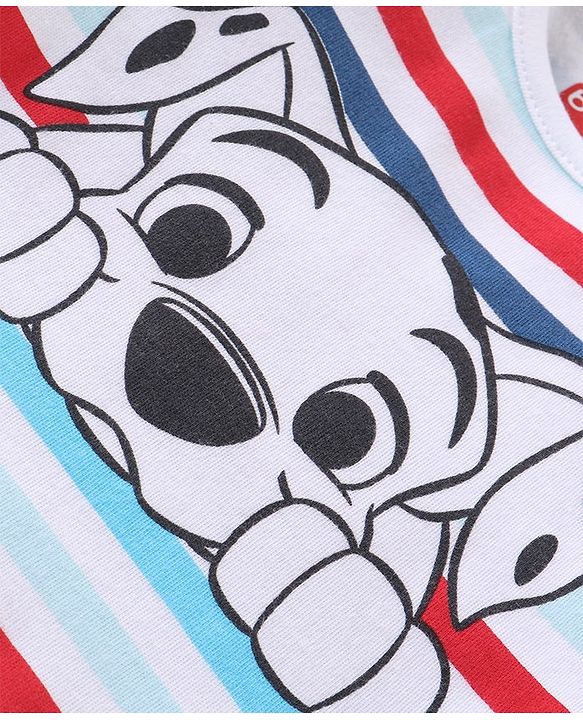 Babyhug Disney Cotton Knit Half Sleeves 101 Dalmatians Graphics Onesies Pack of 3 - Blue White & Red