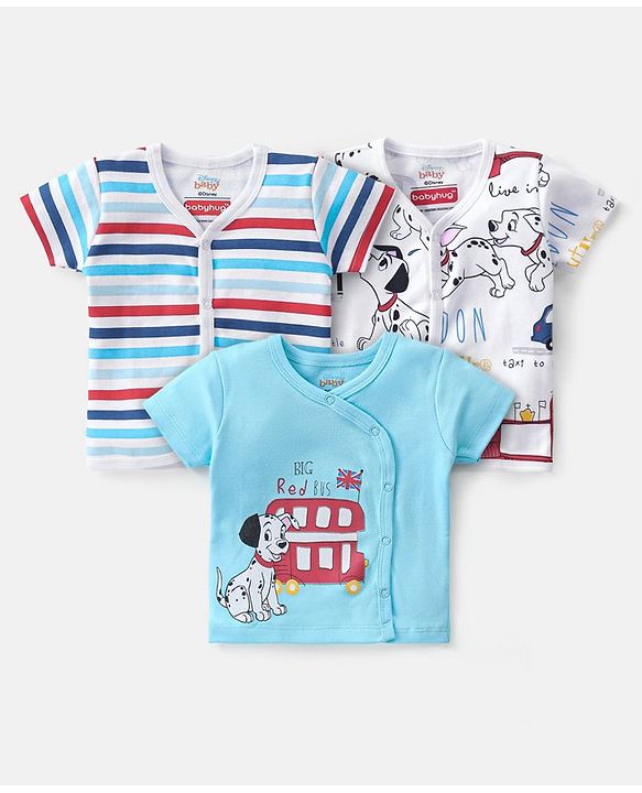 Babyhug Disney Cotton Half Sleeves Jhablas With 101 Dalmatians Print Pack of 3 - Multicolour