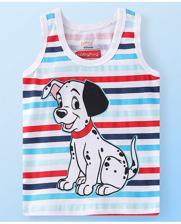 Babyhug Disney Cotton Knit Sleeveless Sando Vest with 101 Dalmatians Print Pack of 3 - Multicolour
