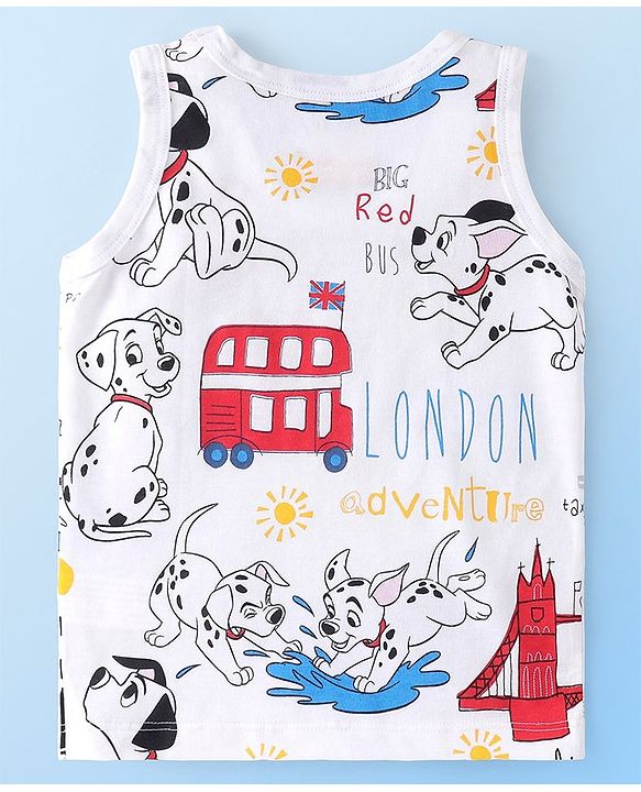 Babyhug Disney Cotton Knit Sleeveless Sando Vest with 101 Dalmatians Print Pack of 3 - Multicolour
