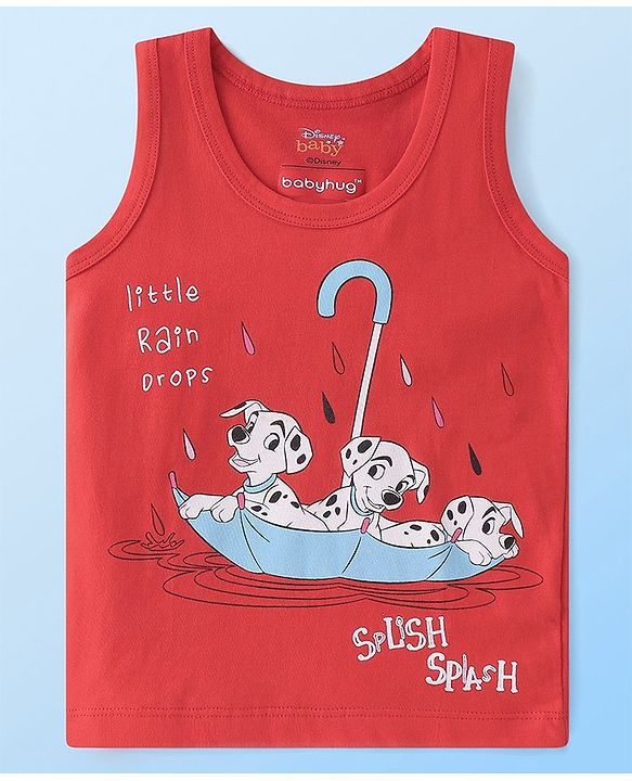 Babyhug Disney Cotton Knit Sleeveless Sando Vest with 101 Dalmatians Print Pack of 3 - Multicolour