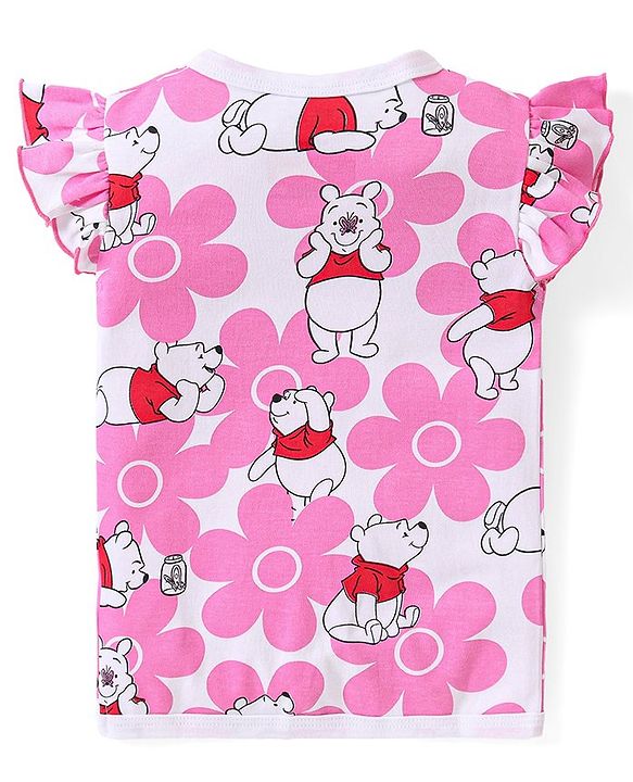 Babyhug Disney Cotton Frill Sleeves Jhablas Winnie The Pooh Print Pack of 3 - Pink & Red