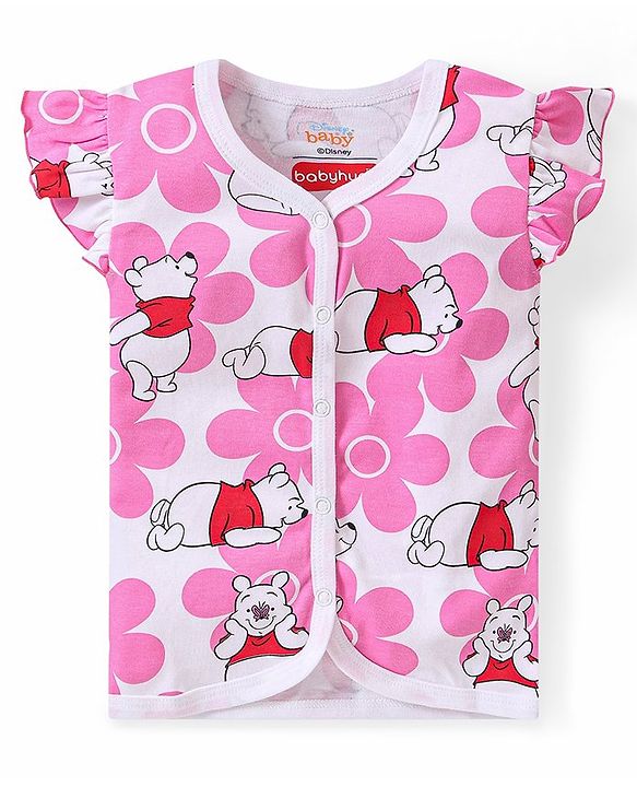 Babyhug Disney Cotton Frill Sleeves Jhablas Winnie The Pooh Print Pack of 3 - Pink & Red