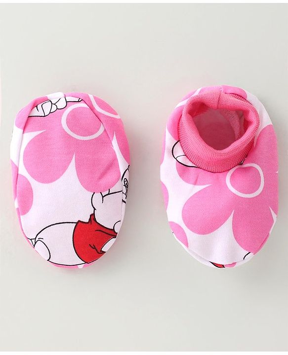 Babyhug Disney Cap Mitten & Booties With Winnie the Pooh Graphics - White