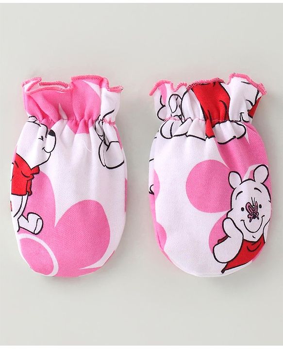 Babyhug Disney Cap Mitten & Booties With Winnie the Pooh Graphics - White