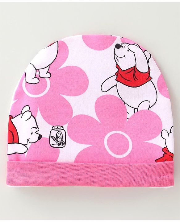 Babyhug Disney Cap Mitten & Booties With Winnie the Pooh Graphics - White