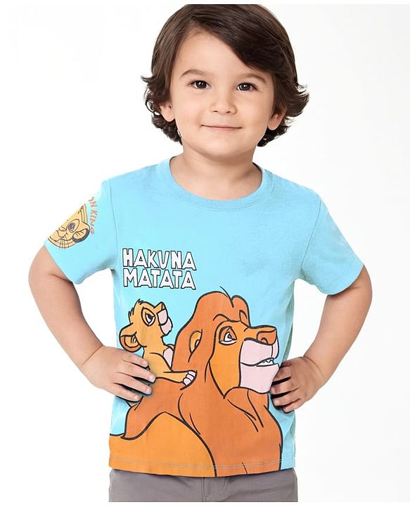 Babyhug Disney Cotton Knit Half  Sleeves T- Shirt With The Lion King Graphics - Blue