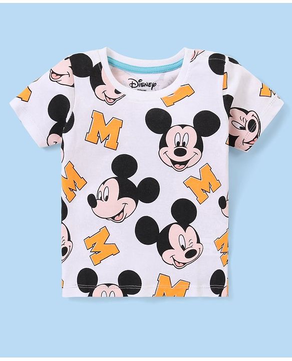 Babyhug Disney Cotton Knit Half Sleeves T-Shirt Mickey Mouse Graphics Pack of 3 - Multicolor