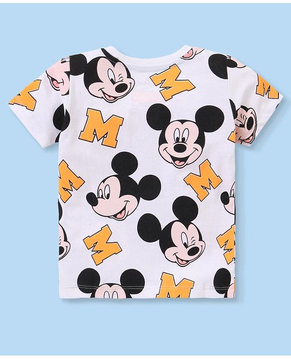 Babyhug Disney Cotton Knit Half Sleeves T-Shirt Mickey Mouse Graphics Pack of 3 - Multicolor