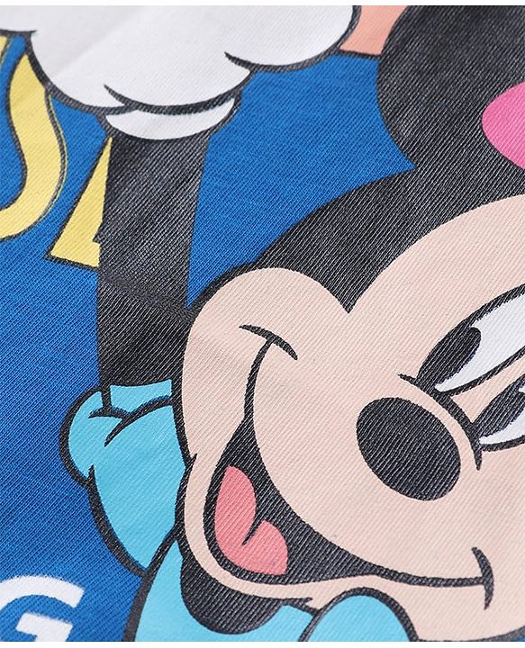 Babyhug Disney Cotton Knit Half Sleeves T-Shirt with Minnie Mouse Graphics - Blue