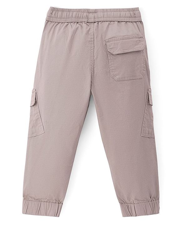 Pine Kids Full Length Stretchable  Trouser with Cargo Pockets Solid Colour - Beige
