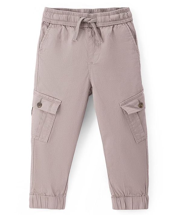 Pine Kids Full Length Stretchable  Trouser with Cargo Pockets Solid Colour - Beige