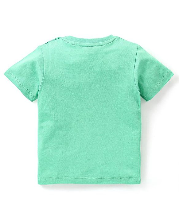 Babyhug Cotton Knit Half Sleeves Lion & Tiger Printed Night Suit - Green