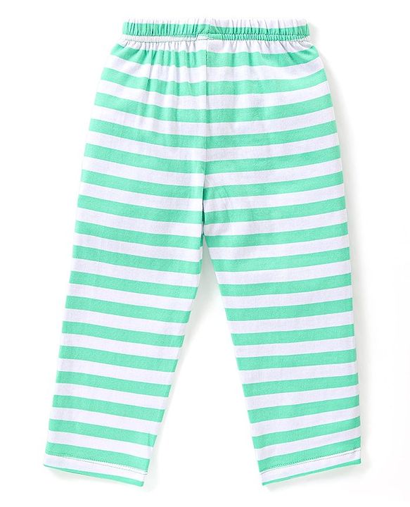 Babyhug Cotton Knit Half Sleeves Lion & Tiger Printed Night Suit - Green